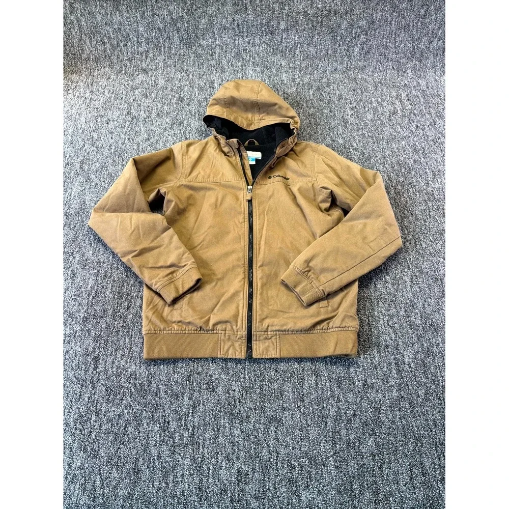 Columbia Loma Vista Hooded Jacket Boys XL 18/20 Brown Fleece Lined Full Zip